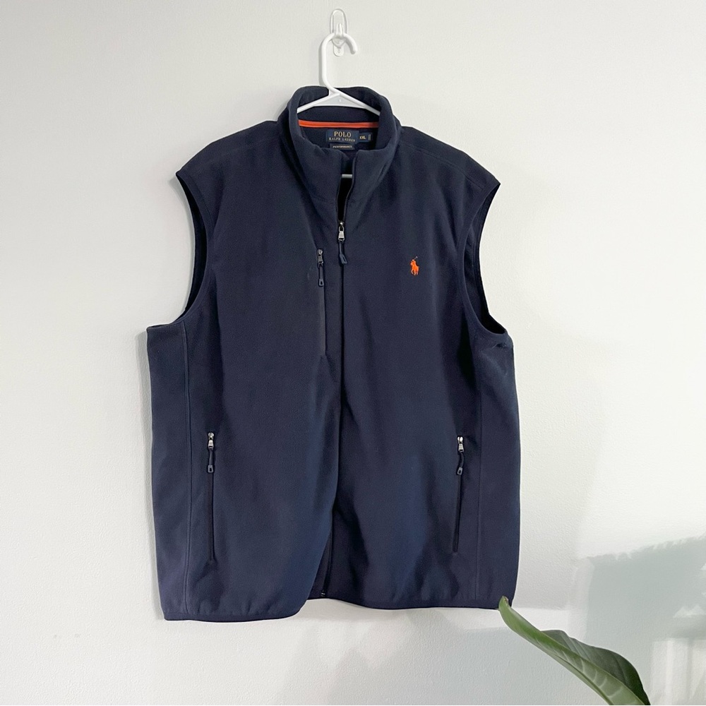 Polo Ralph Lauren Performance Blue Fleece Full Zip Vest w Side Chest Pocket XXL